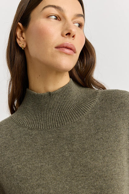 The Split Neck Funnel Jumper | Kale