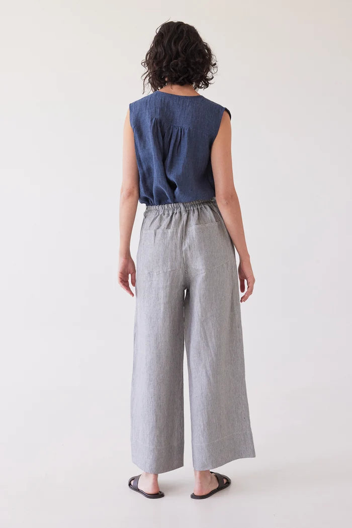 Bowie Wide Leg Pant | Chambray Stripe