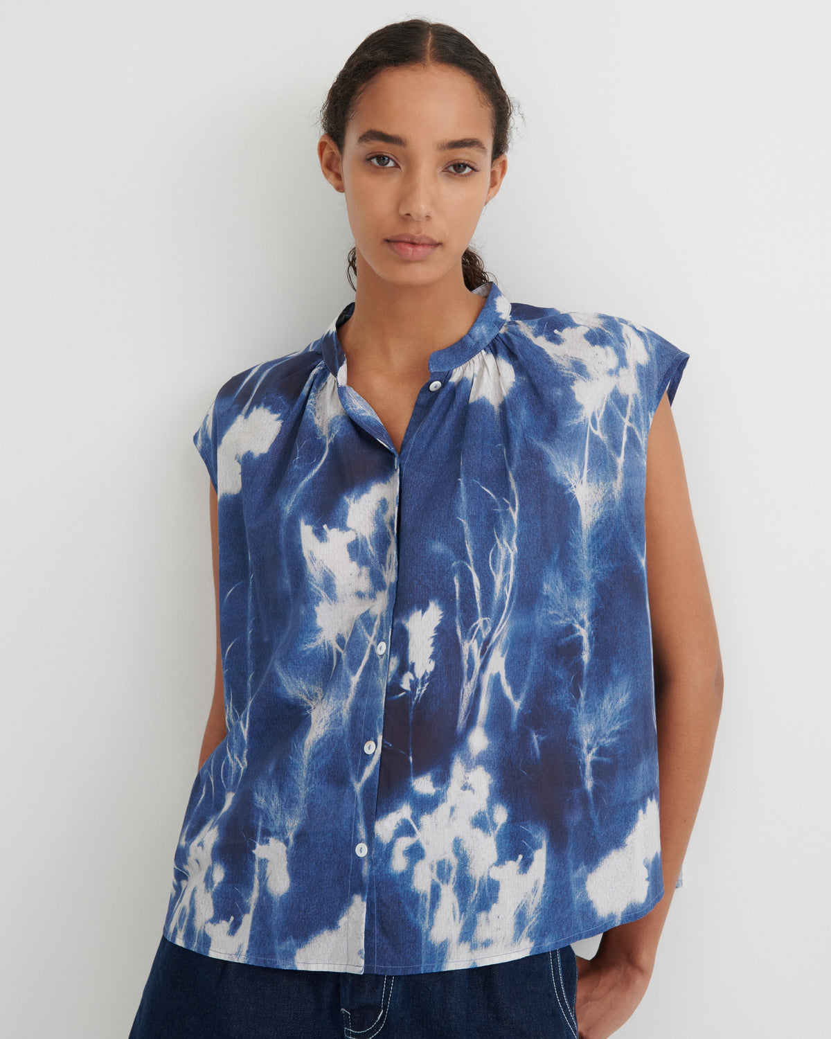 Equinox Top Cyanotype Floral - Front