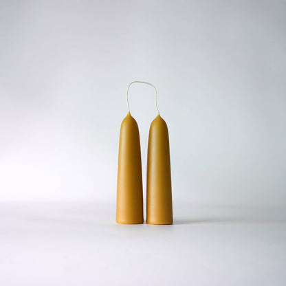 Set of 2 | Organic Beeswax Self-Standing Stubby Candles