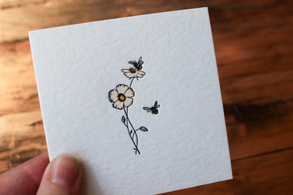 'Bees & Flowers' Letterpress Card