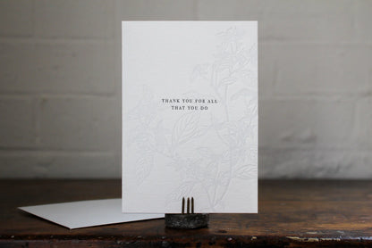 'Thank you for all that you do' Letterpress Card