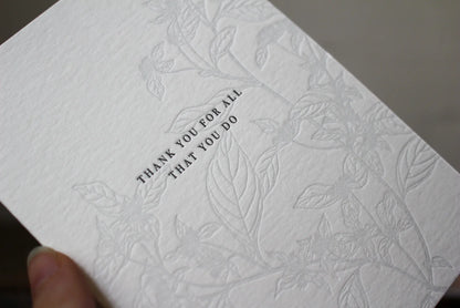 'Thank you for all that you do' Letterpress Card