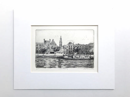 An Original Etching of a Dutch city in Dark Oak | N. 1