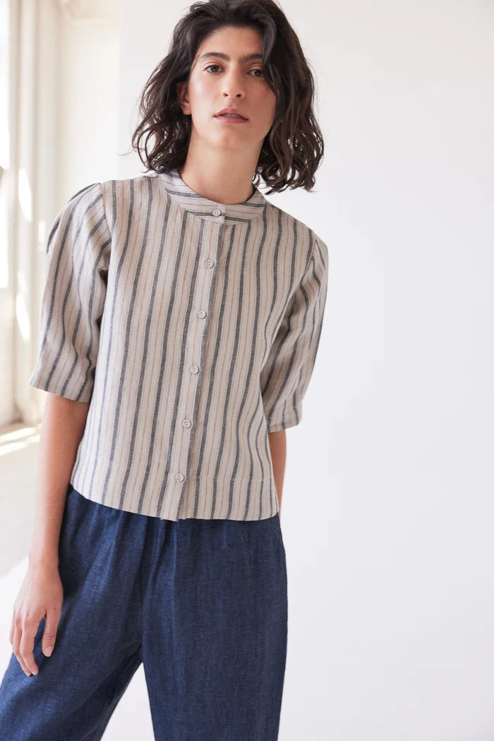 The Loretta Reversible Top | Navy Stripe