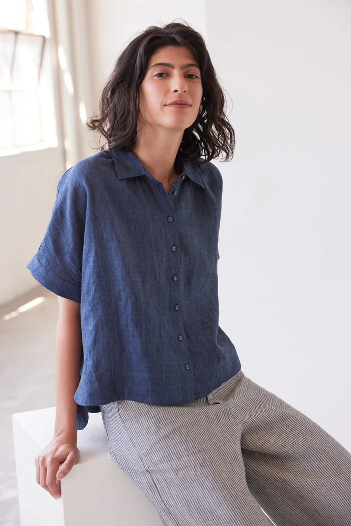 Lumi Collared Shirt | Navy