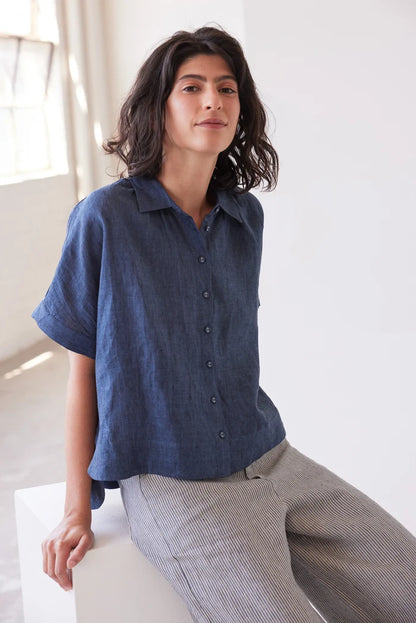 Lumi Collared Shirt | Navy