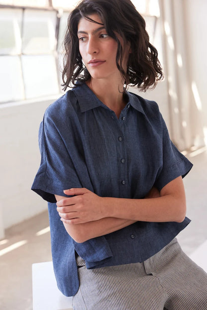 Lumi Collared Shirt | Navy