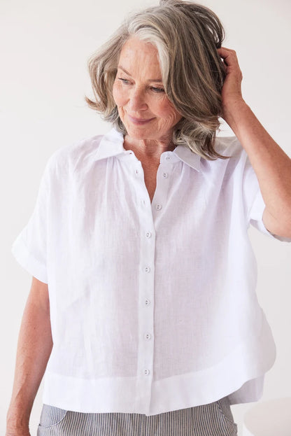 The Lumi Shirt in White Linen