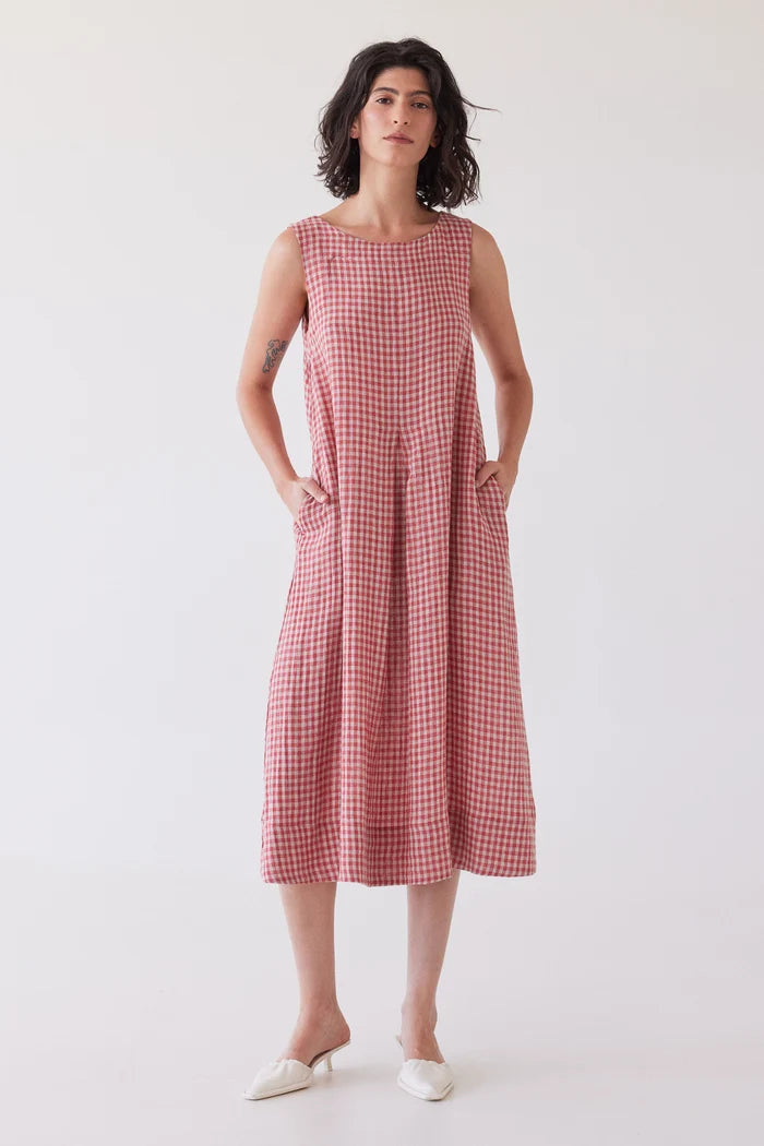 Paloma Sleeveless Dress | Burnt Sienna Gingham
