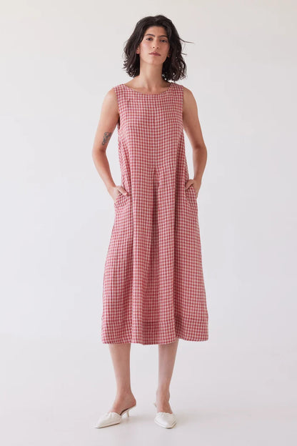 Paloma Sleeveless Dress | Burnt Sienna Gingham